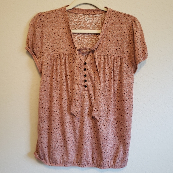 LOFT Tops - 4/$25 Loft Button Tie Front Semi Sheer Dot T Shirt